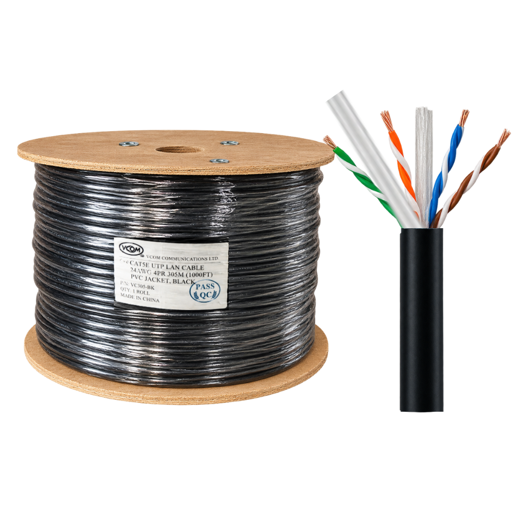 Cáp Mạng VCOM Cat6 UTP CCA 23AWG PE Có Thép Treo 305m