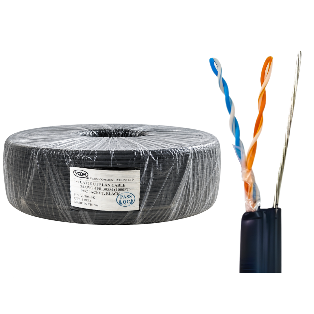 Dây Dropwire Camera VCOM 4 Lõi Đồng 0.4mm PVC Có Thép Treo 300m