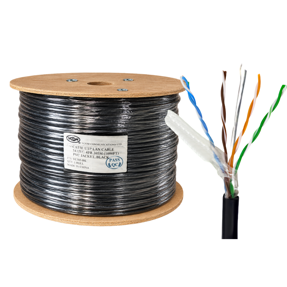Cáp Mạng VCOM Cat6 UTP CCA 23AWG PE Có Thép Treo 305m
