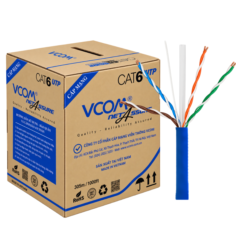 Cáp Mạng VCOM Cat6 UTP 23AWG PVC 305m