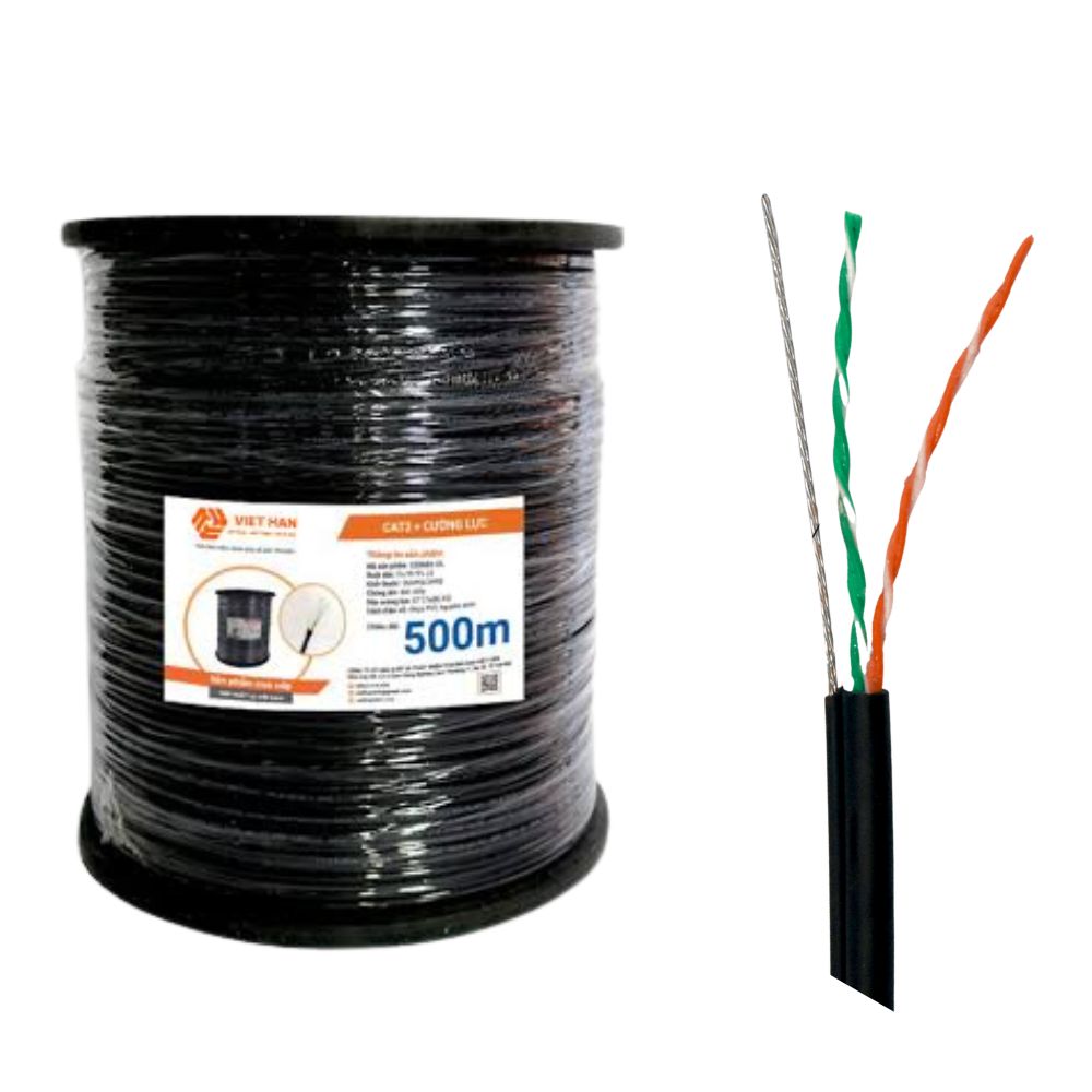 Cáp CAT3 Việt Hàn 26AWG Có Cường Lực Không Dầu 500m