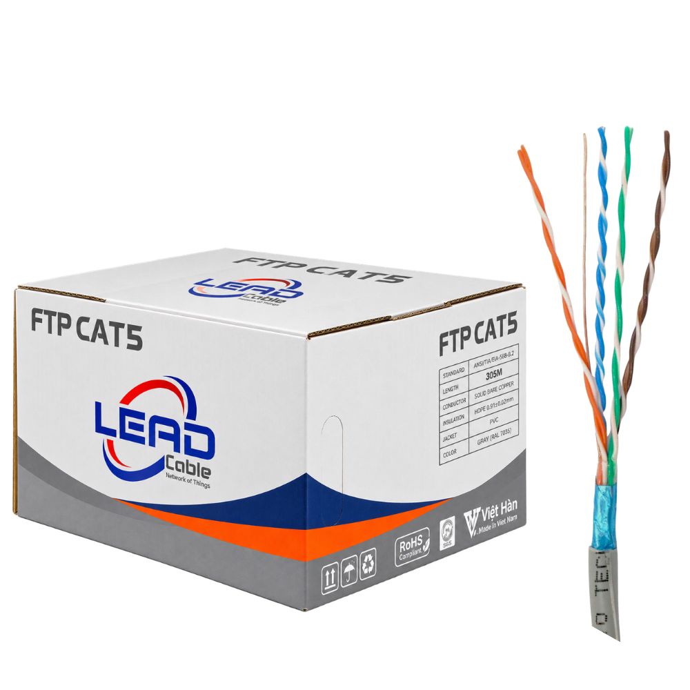 Cáp Mạng Việt Hàn LEAD Cat5e FTP 25AWG PVC 305m