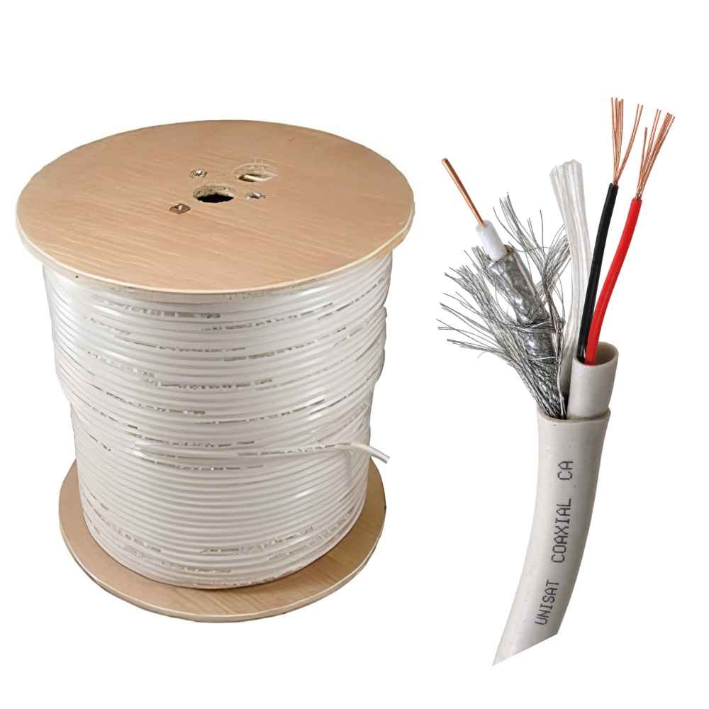 Cáp Đồng Trục Liền Nguồn UNISAT RG6 + 2x18AWG Màu Trắng 305m