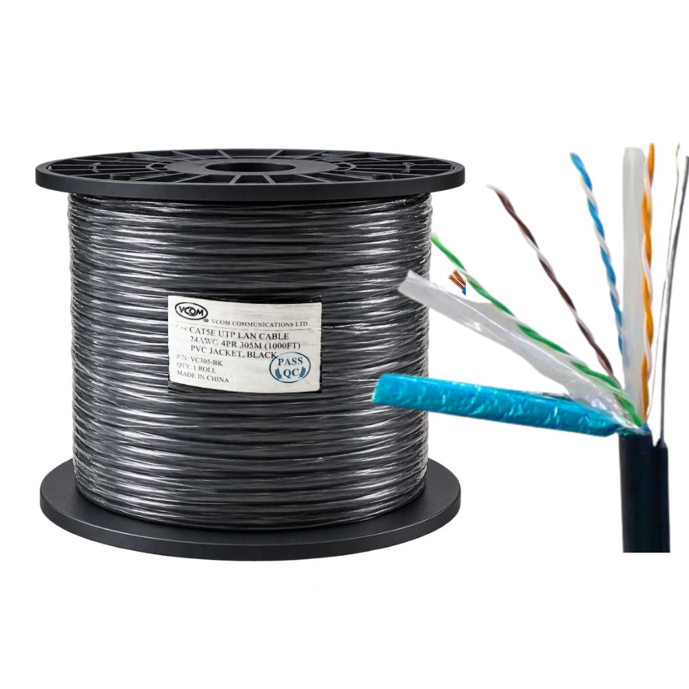 Cáp Mạng VCOM Cat6 FTP 24AWG PE Có Thép Treo 305m