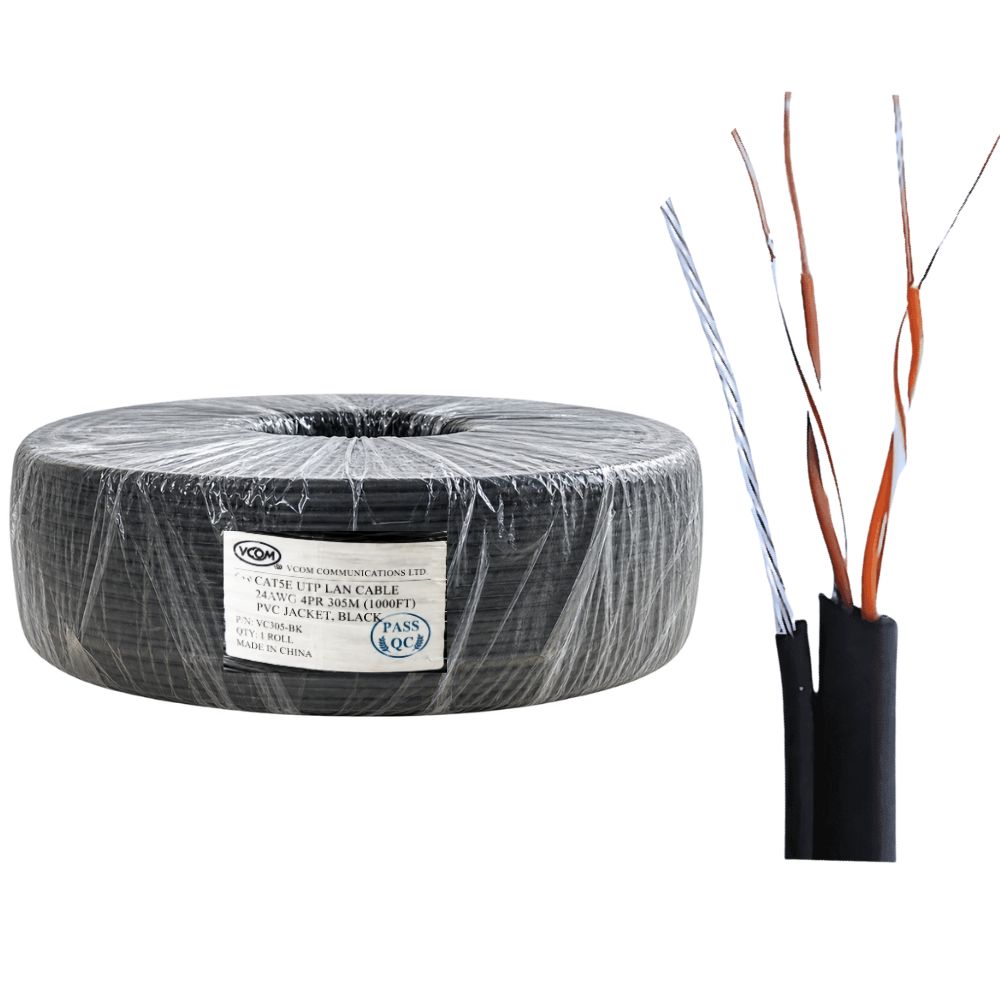 Dây Dropwire Camera VCOM 4 Lõi Đồng 0.4mm PVC Có Thép Treo 500m